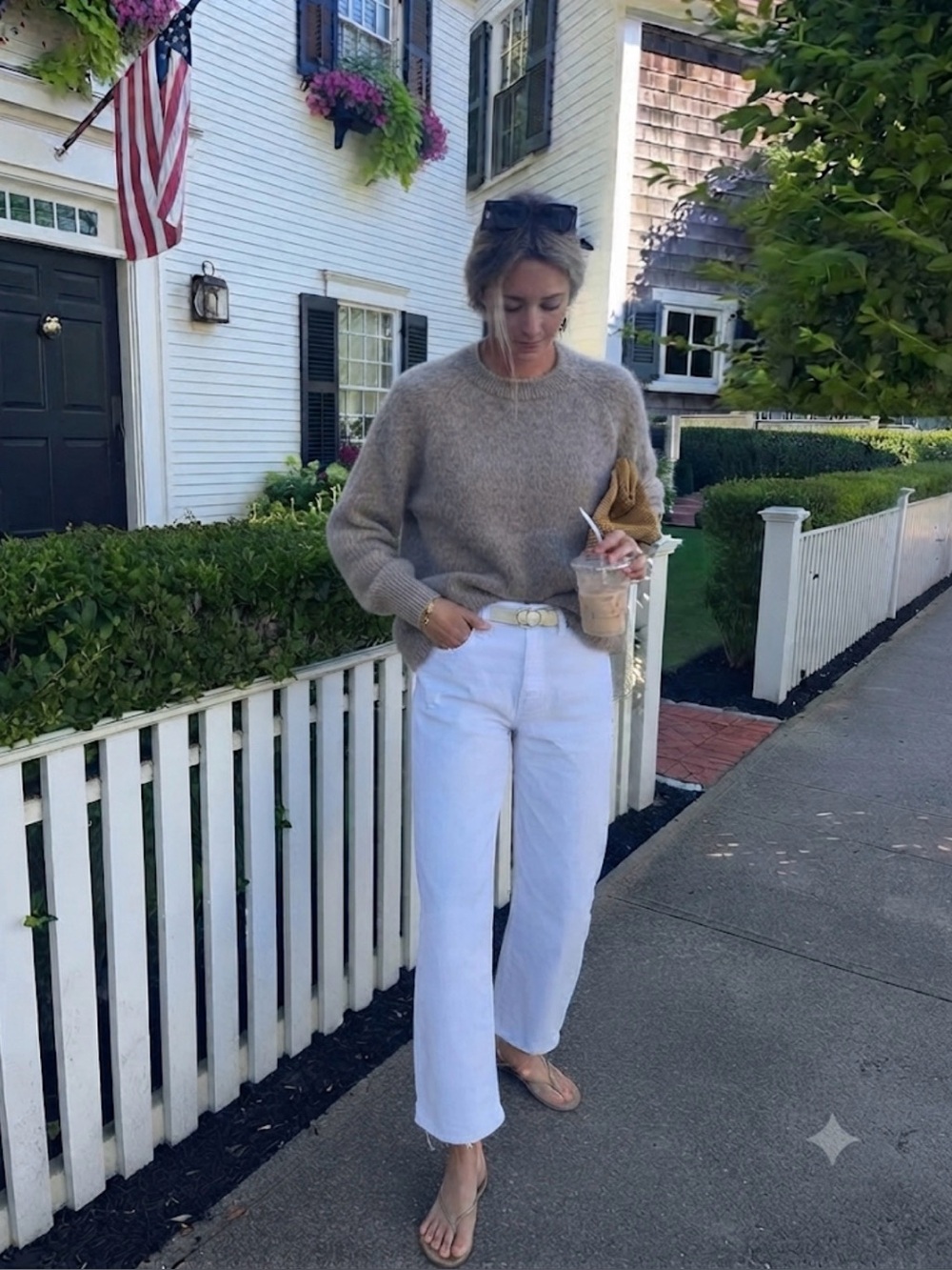 Raw hem neckline sweater